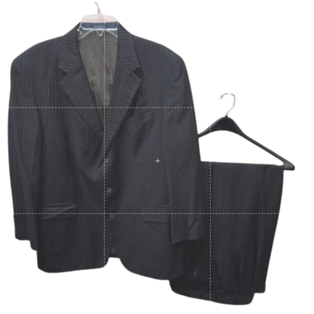 Oscar de la Renta Pinstripe 3 Piece Wool Cashmere Suit Mens 44R W38